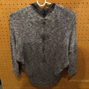 Love Culture Marled Quarter Sleeve Zip Up Hooded Top